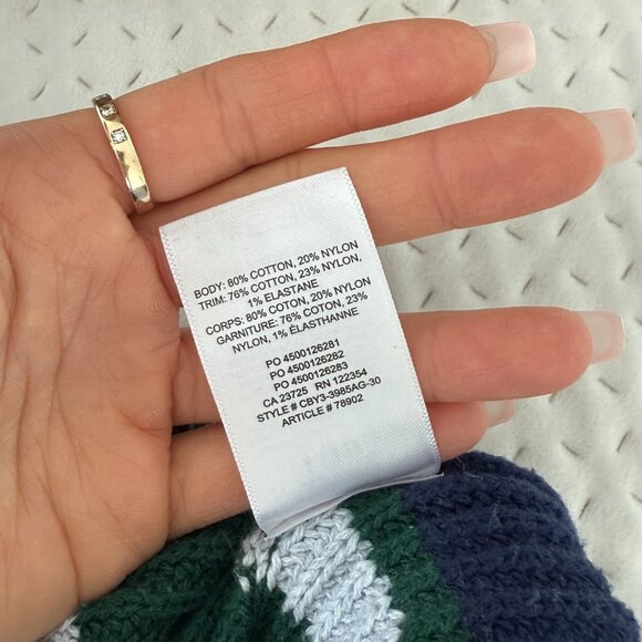 ARITZIA TNA STRIPED COTTON CENTURY GREEN BLUE SWEATER SMALL SIZE 1 - Picture 5 of 5